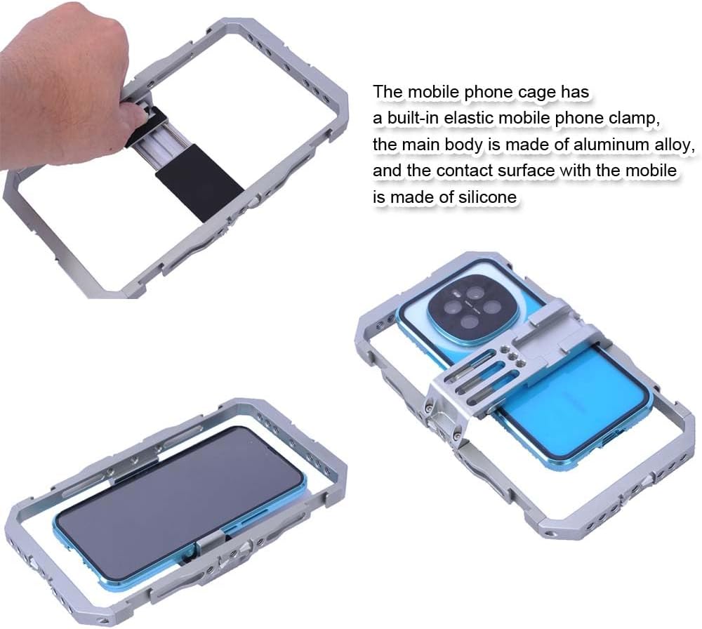 Dual Handheld Metal Stabilizer Bracket Holder for Smart Mobile Phone Shooting, Universal Fully Surrounded Photography Cage for Smart Mobile Phone, Support Vertical and Horizontal Shooting
