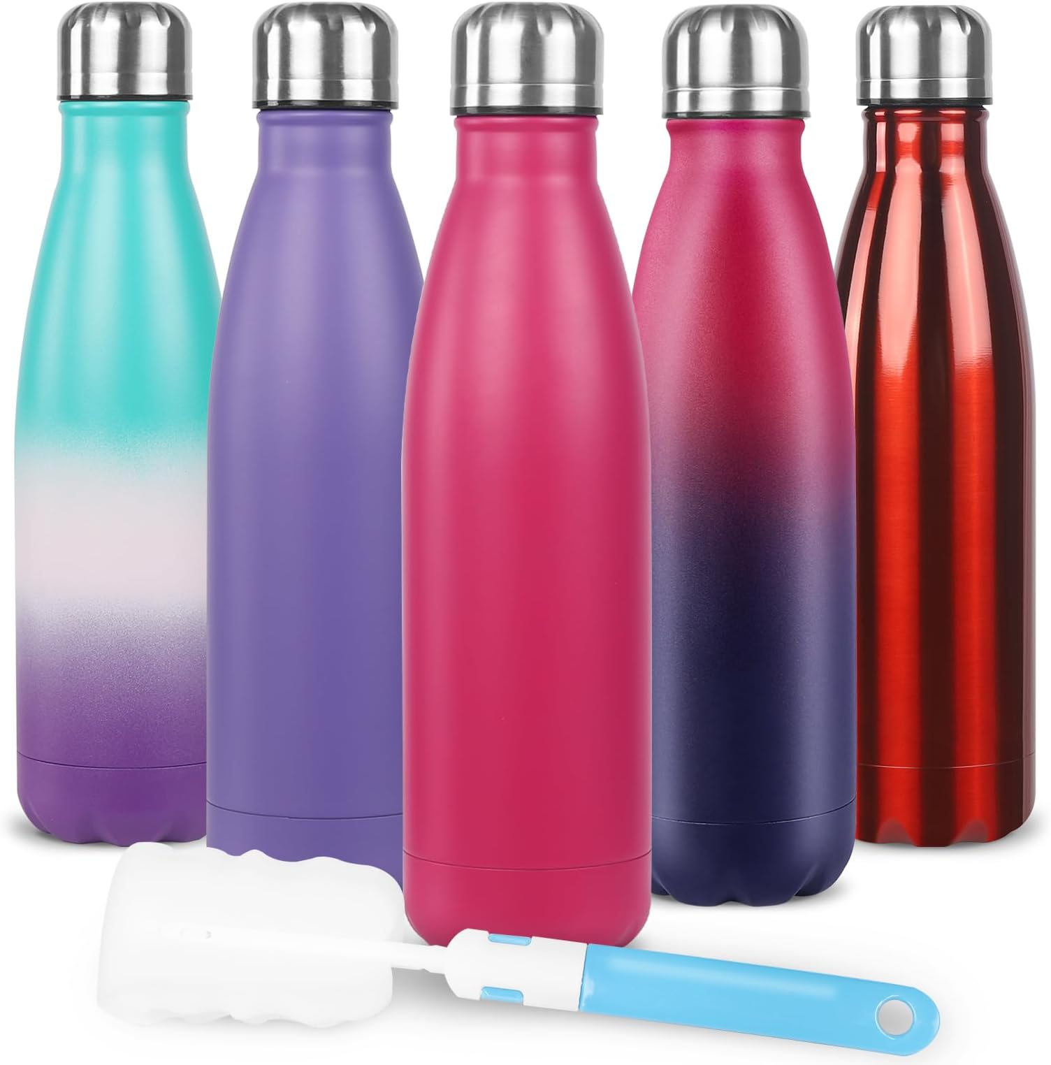 Sfee Insulated Water Bottle, 17 oz Stainless Steel Water Bottles, Double Wall Vacuum Reusable Water Bottles Leak Proof BPA-FREE Sports Bottle Cup Keep Hot&Cold for Running Gym Workout Cycling Kids