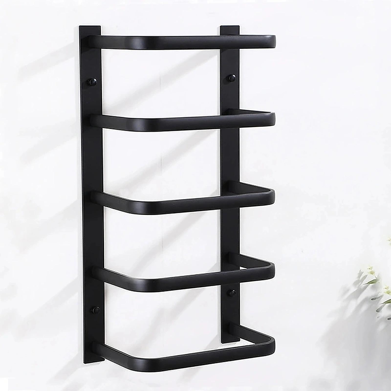 LMYSXAOZ Towel Rack Wall Mounted Stainless Steel Holder with 5-Tier Storage Shelf for Small Bathroom Organizer, Space-Saving Solution Towels and Accessories