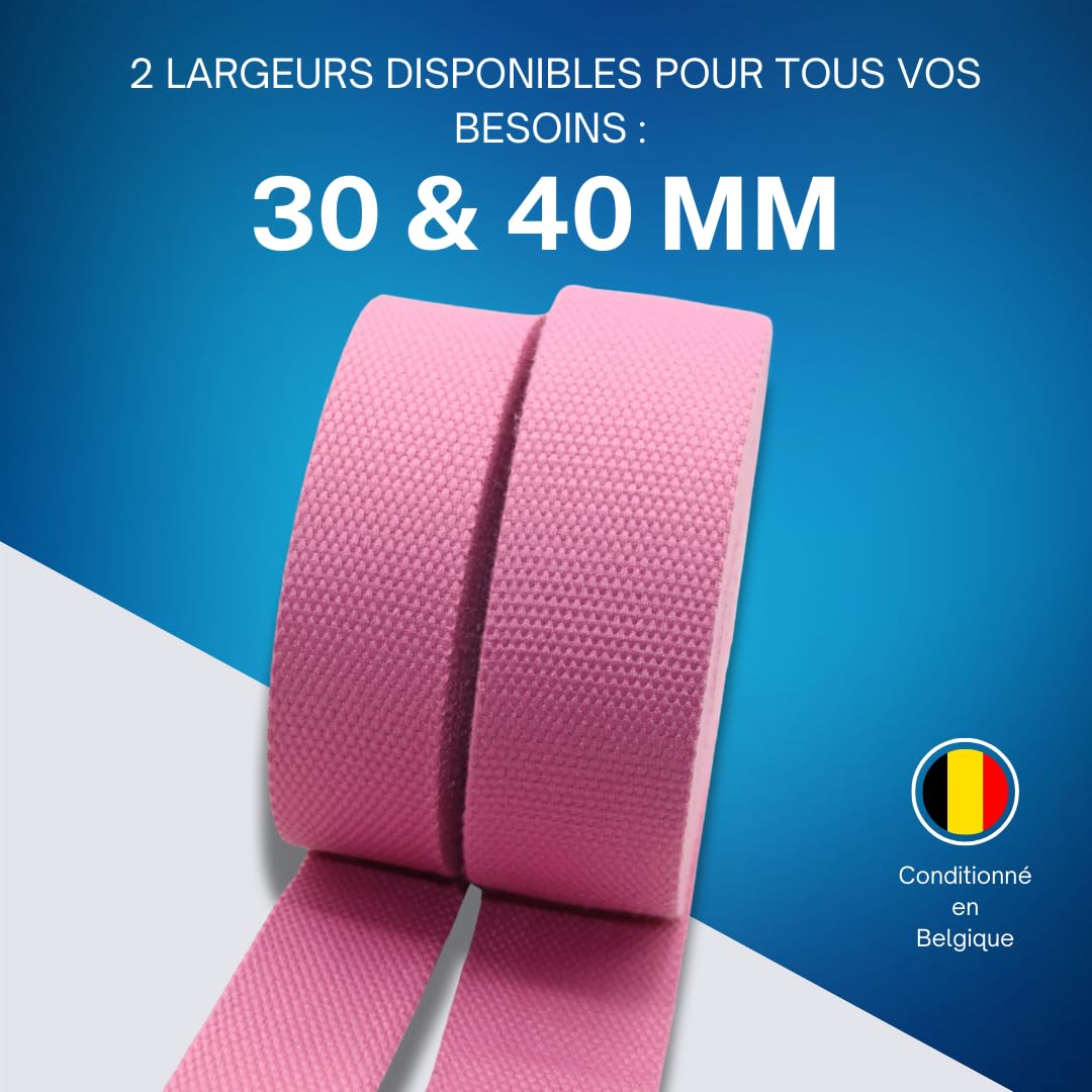 Sangle En Coton Épais 5mètres - 40mm De Large - Couleur Ecru - Pour Sacs, Poignées, Bandoulières Et Projets DIY