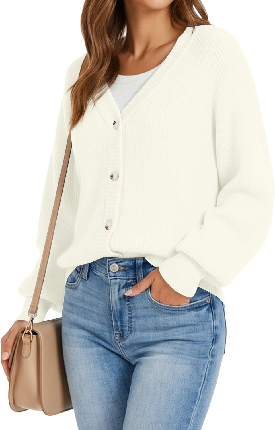 Womens Open Front Cardigan Sweaters 2025 Fall Long Sleeve Button Down Chunky Knit Casual Outerwear Coats - Image 4