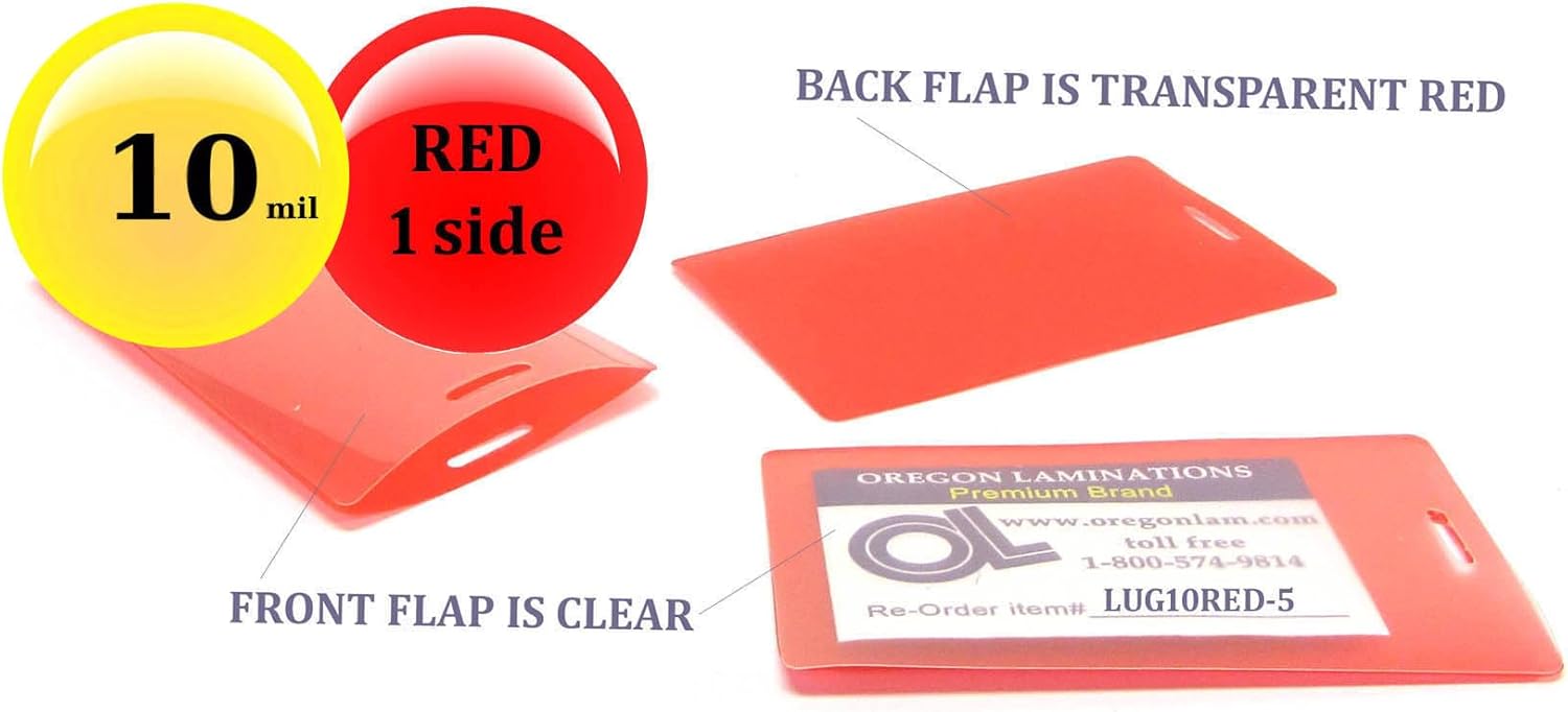 Hot Laminating Pouches Luggage Tag (Pack of 500) 10 mil 2-1/2 x 4-1/4 Red/Clear