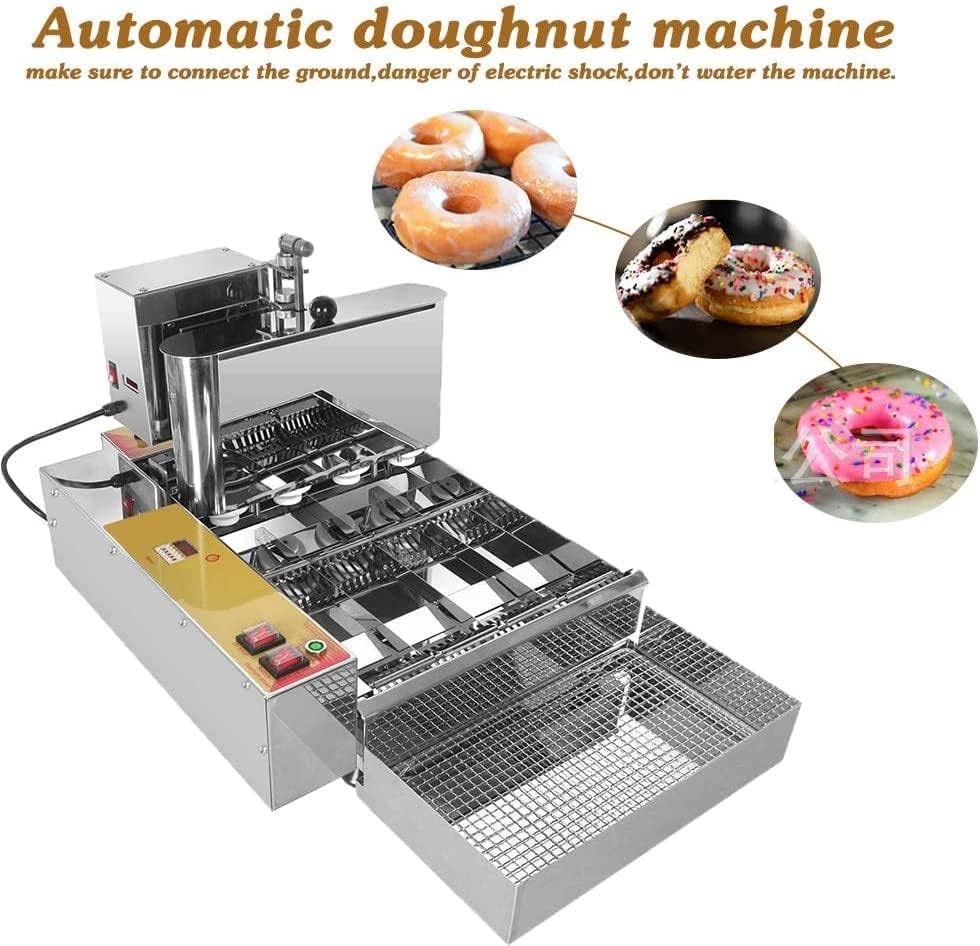 Miniatura 4 de EAGLEG Máquina automática comercial para hacer donas 4 filas, 2800 W de acero inoxidable donuts máquina de bocadillos, freidora comercial de donas,