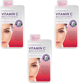Skin Republic Brightening Vitamin C Face Mask, Helps Brighten and Even Skin Tone, For a Radiant Complexion, 25ml TRIO