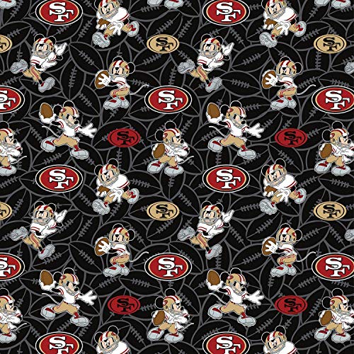 NFL Mickey Disney Mash Up Fabric San Francisco 49ers Fabric NFL Football in Black 44