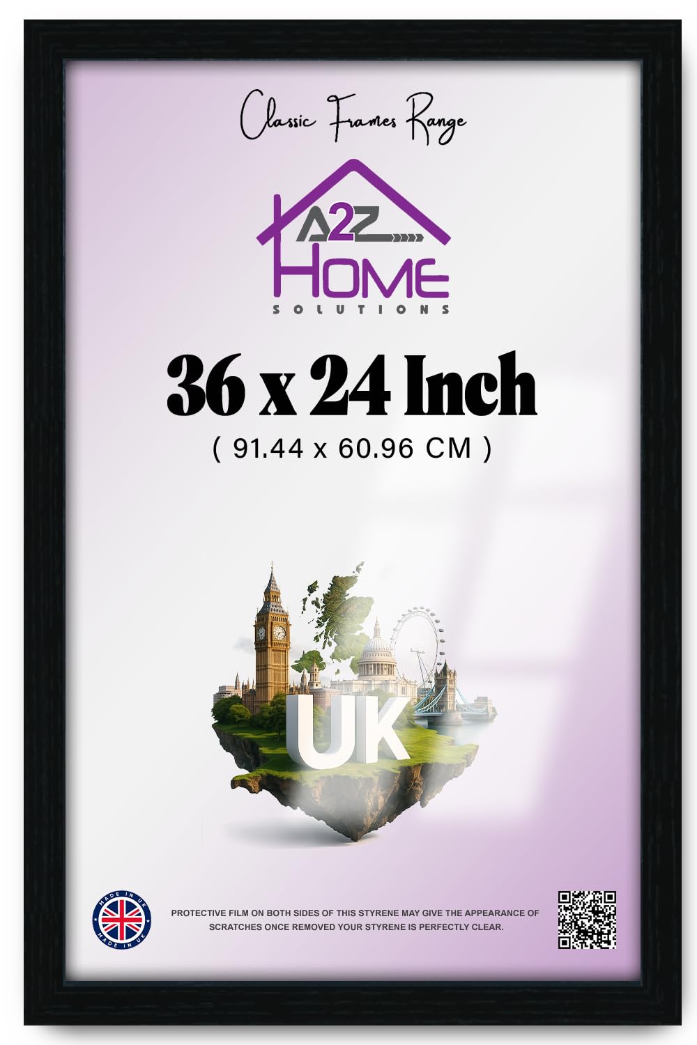 A2z Home Solutions Black A2z Home Solutions® Large Gallery Wall Mounting Maxi Poster Photo Frame 61X 91.5Cm (36 X 24 Inch) Display Pictures Certificates Documents Shatterproof Front (Black)