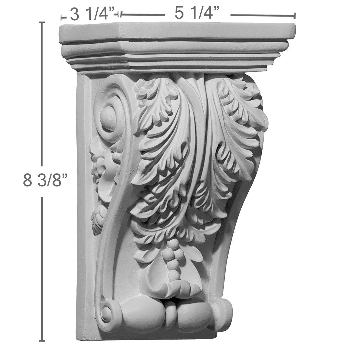 Ekena Millwork COR05X03X08ED-CASE-4 5 1/4 inch W x 3 1/4 inch D x 8 3/8 inch H Edinburgh Corbel (4-Pack),