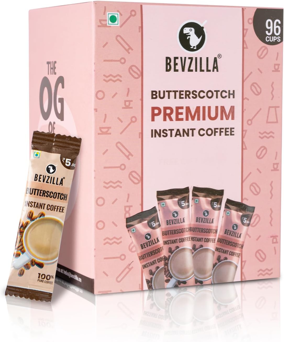 96 Instant Coffee Powder Sachets (Butterscotch) - 192 Grams| Hot & Cold Coffee| Makes 96 Cups| Arabica Coffee| Best For Espresso, Latte, Cappuccino