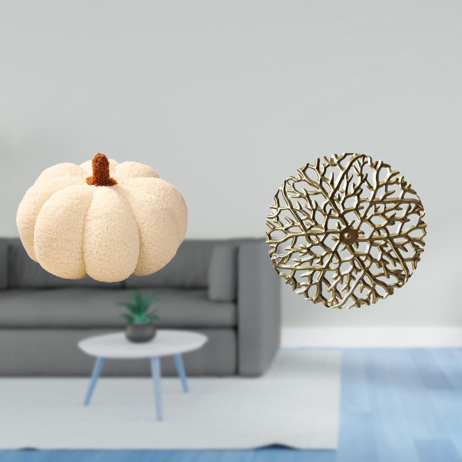 Pumpkin Plush Sofa Cushion and Metal Wall Art Sculpture Rustic Scenic Wrought Iron Decorative Plaque for Bedroom Living Room-image-24