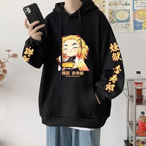 Hffyyq Rengoku Kyoujurou Hoodie Sweatshirt Cosplay Costume Sweater Pullover Hooded Men Anime Black Pullover thumb #1