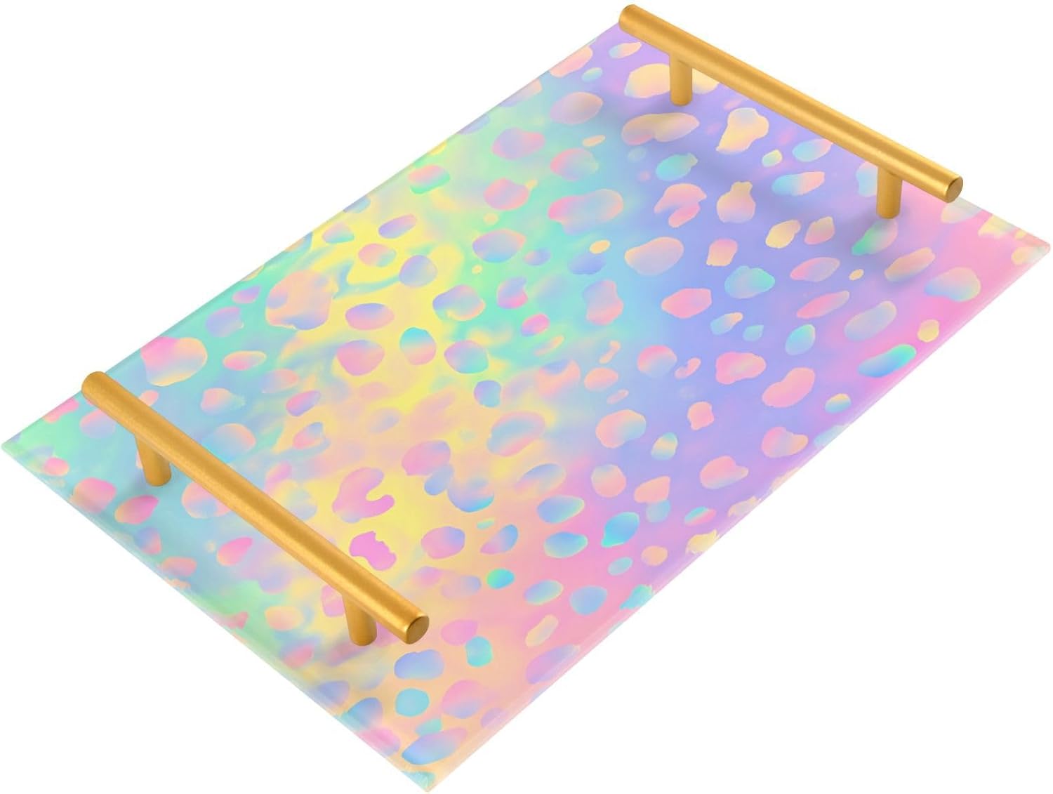 Pastel Leopard Marble Vanity Tray for Bathroom Counter Rectangle Decorative Kitchen Trays Acrylic Jewelry Perfume Makeup Organizer Tray Holder