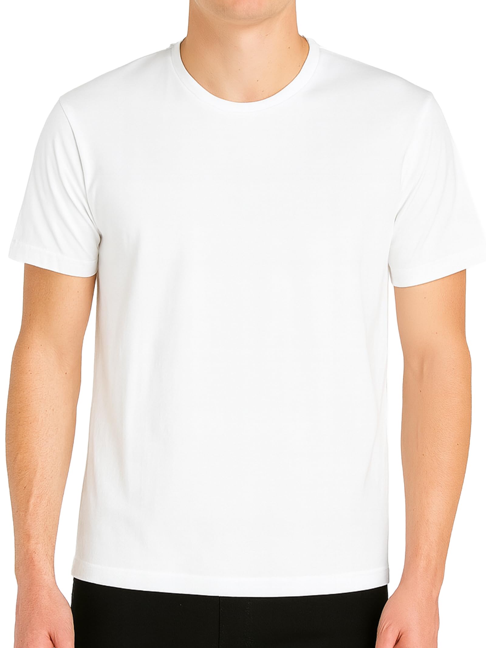 DAVID ARCHY Maglietta intima da uomo ad asciugatura rapida, elasticizzata, traspirante, girocollo, confezione da 3, bianco, S