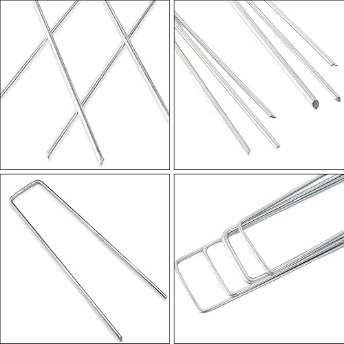 Miniatura 3 de Cheardia Paquete de 12 estacas de jardín para paisaje, estacas de tienda de campaña en forma de U de 5 pulgadas de calibre 11 galvanizadas, estacas