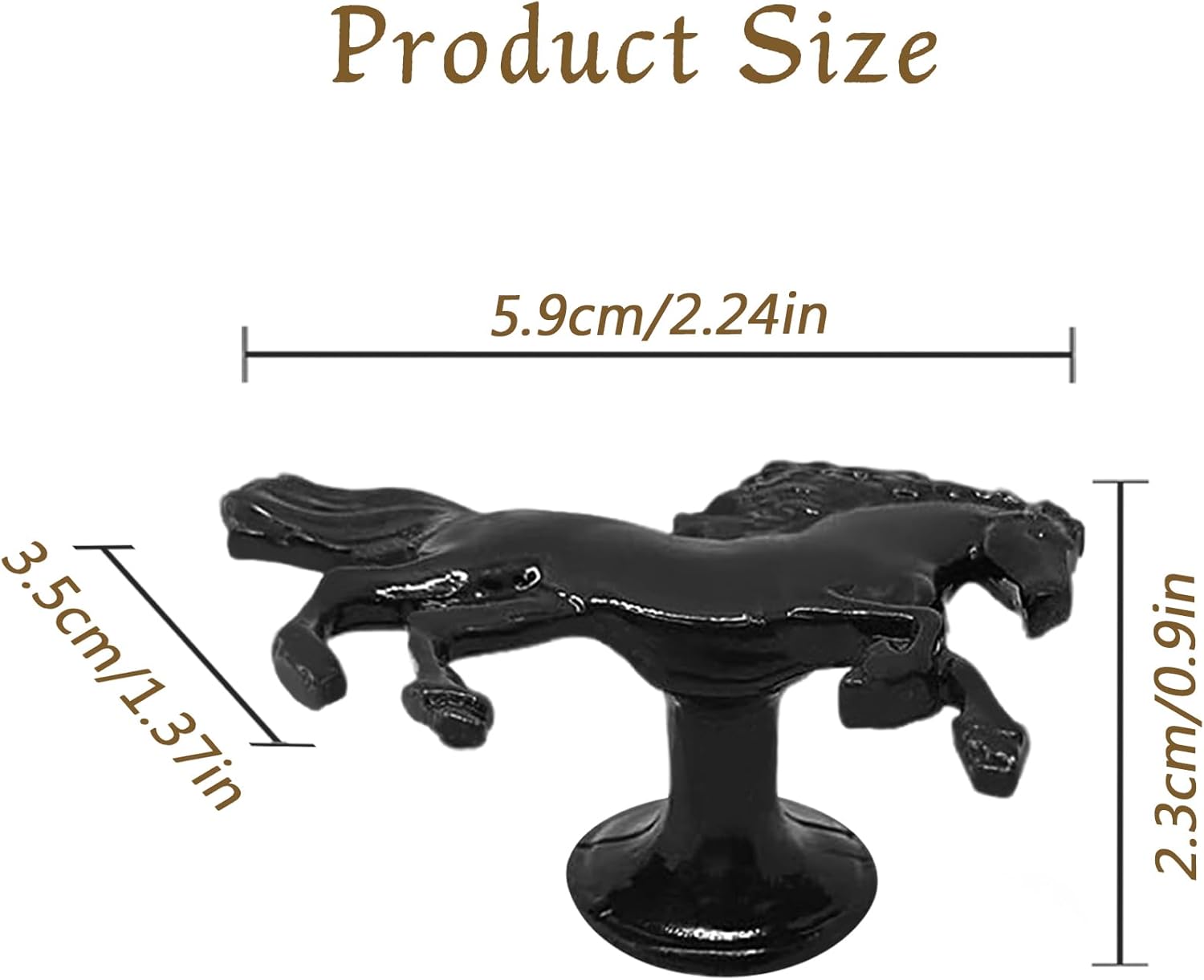 haowei Horse Knob Dresser Knob 4 Pcs Pulls for Dresser Drawer Kitchen Cabinet Zinc Alloy Pulls Handles Door Wardrobe Cupboard Hardware Furniture Decorative(Black)