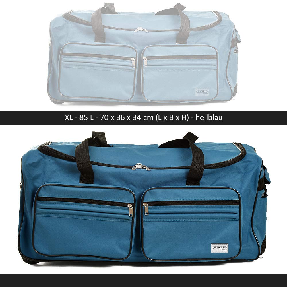 MONZANA® Sac de Voyage Trolley 160L 85x43x44cm Roulettes Poignée télescopique Grand Bagage Souple