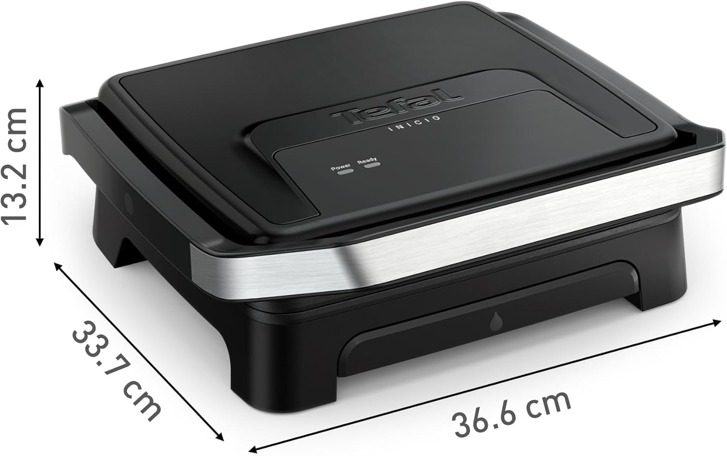Diagram showing the dimensions of the Tefal Inicio Classic Contact Grill.