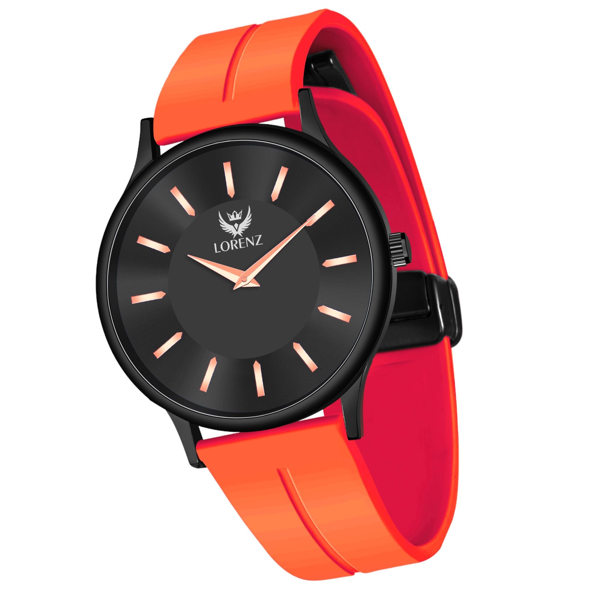 LORENZ Slim Case Analog Watch with Orange Silicone Magnetic Adjustable Strap | Watch for Men & Women| MK-4063R (B0CT5HS8DY) Amazon Price History, Amazon Price Tracker