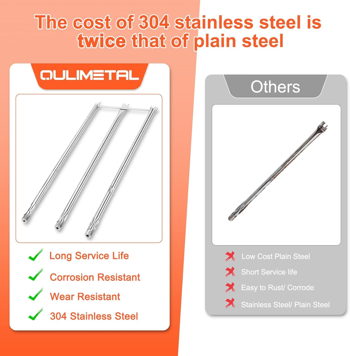 QuliMetal Barras Aromatizantes de 24.5 Pulgadas y Quemador de Parrilla SUS304 de 34.5 Pulgadas para Weber Genesis 300, E310 E320 S310 S320 EP/CEP 310 y 320 Reemplaza a Weber 7540 67722 67820
