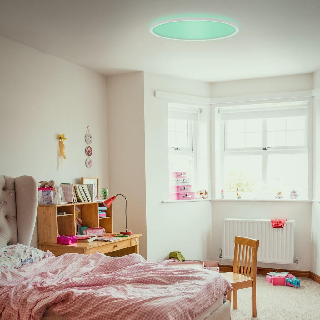 BRILONER Leuchten - LED Panel, Deckenleuchte dimmbar, Deckenlampe, RGB, Farbsteuerung, Backlight, inkl. Fernbedienung, 22 Watt, 2.700 Lumen, 4.000 Kelvin, Weiß, Ø 42cm