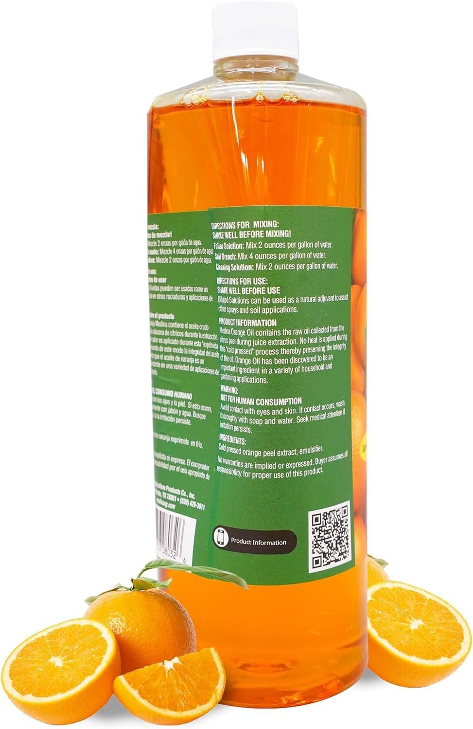 Medina Orange Oil Cleaner & Degreaser Concentrate - 32oz, 2-Pack - Orange Oil Concentrate - All Purpose Cleaner, Garden Pest Defense, Automotive Use - Orange Oil for Wood Treating & Cleaning