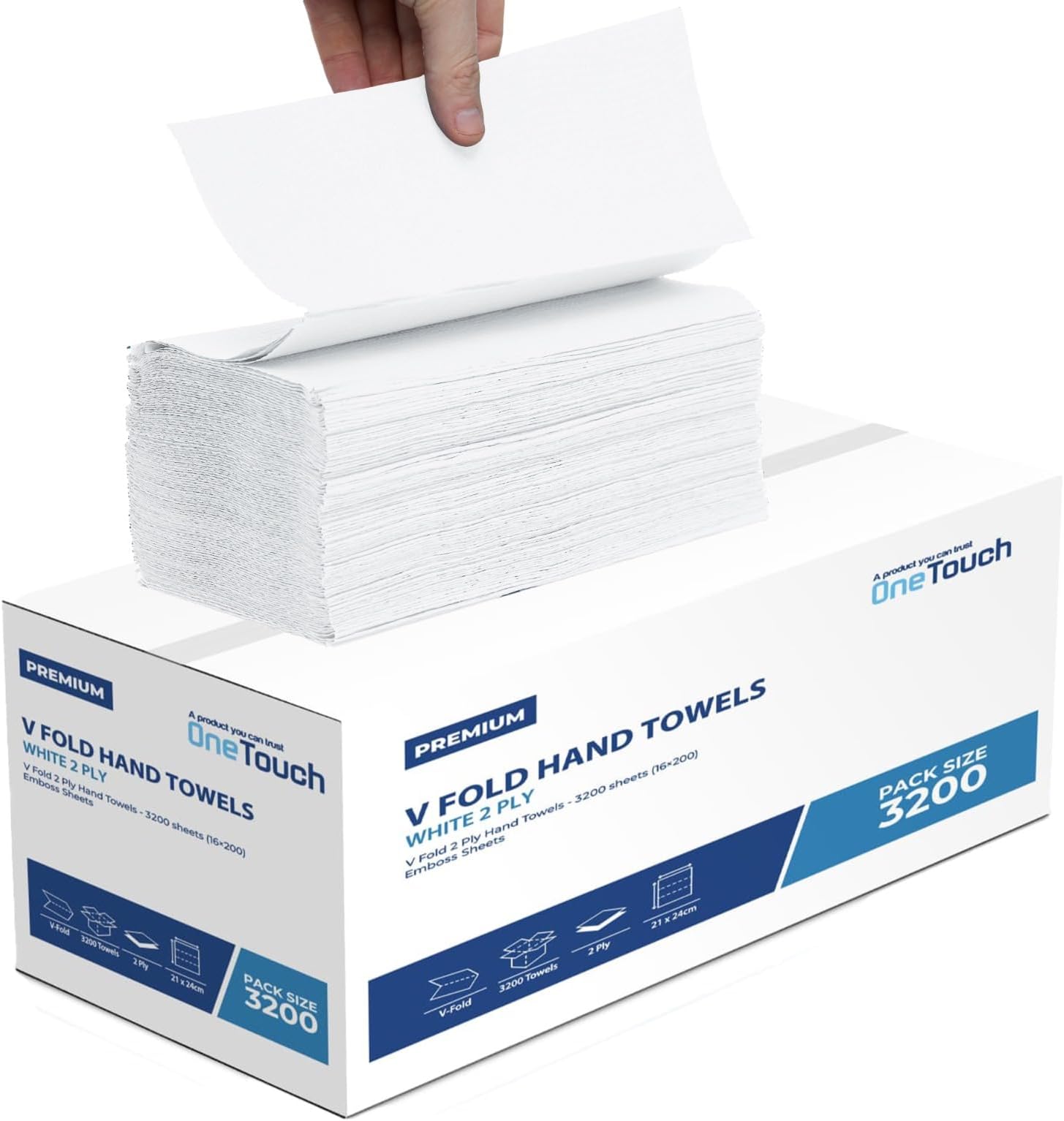 2Ply White V Fold Paper Towels Interfold Hand Towels Extra Soft Embossed Sheets Dispenser Towels 3200 Sheets
