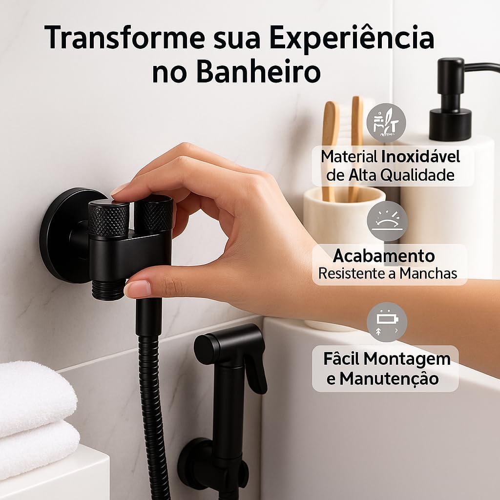 Válvula Dupla de Registro para Torneira e Banheiro - Controle Independente, Preta Premium, Alto Padrão, Instalação Fácil, Ideal para Cozinha, Banheiro e Lavanderia Válvula Dupla de Registro para Torneira e Banheiro - Controle Independente, Preta Premium, Alto Padrão, Instalação Fácil, Ideal para Cozinha, Banheiro e Lavanderia