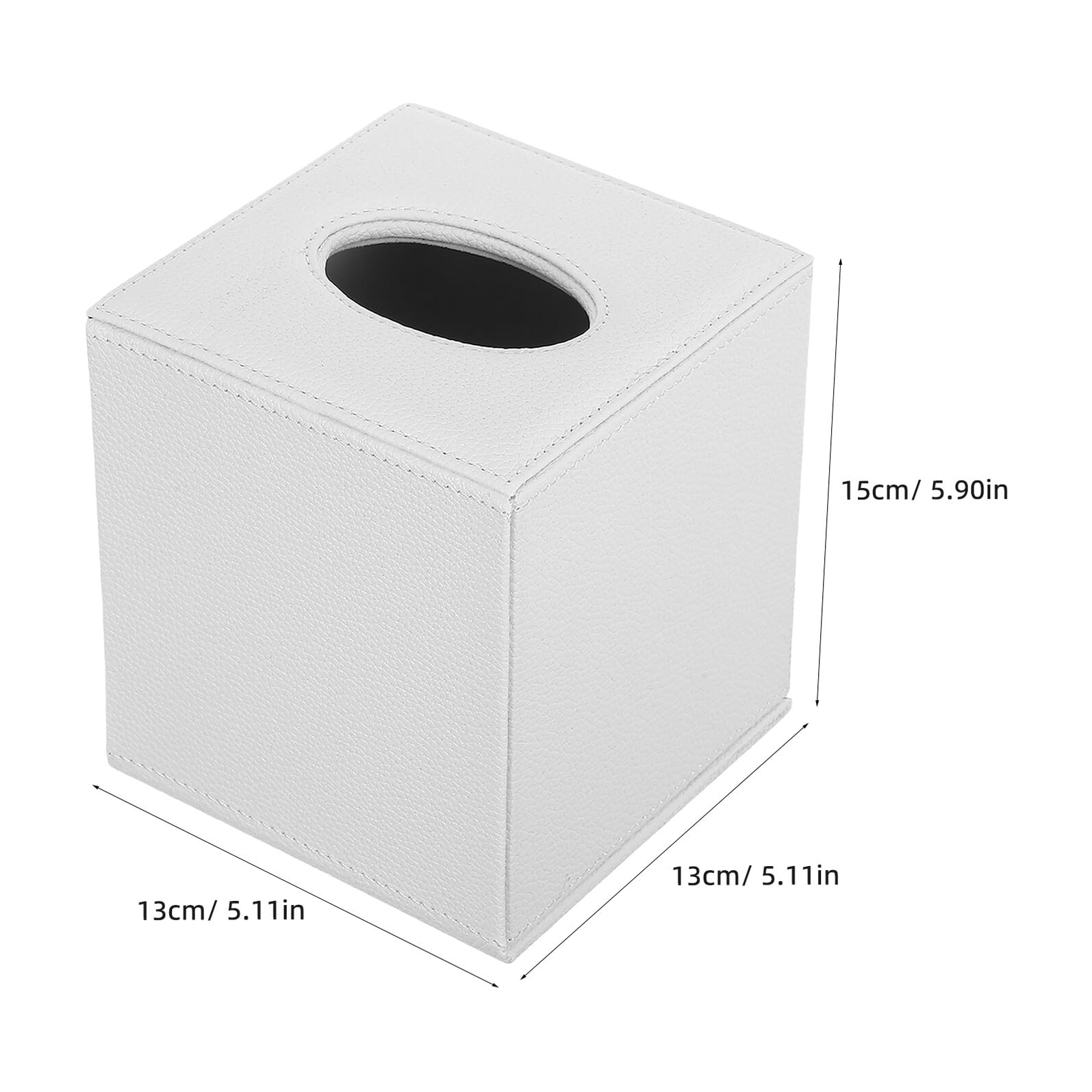 GLEAVI Quadratische Kosmetiktuchbox Pu Leder Würfel Taschentuchspender für Badezimmer Schlafzimmer Büro Weiß