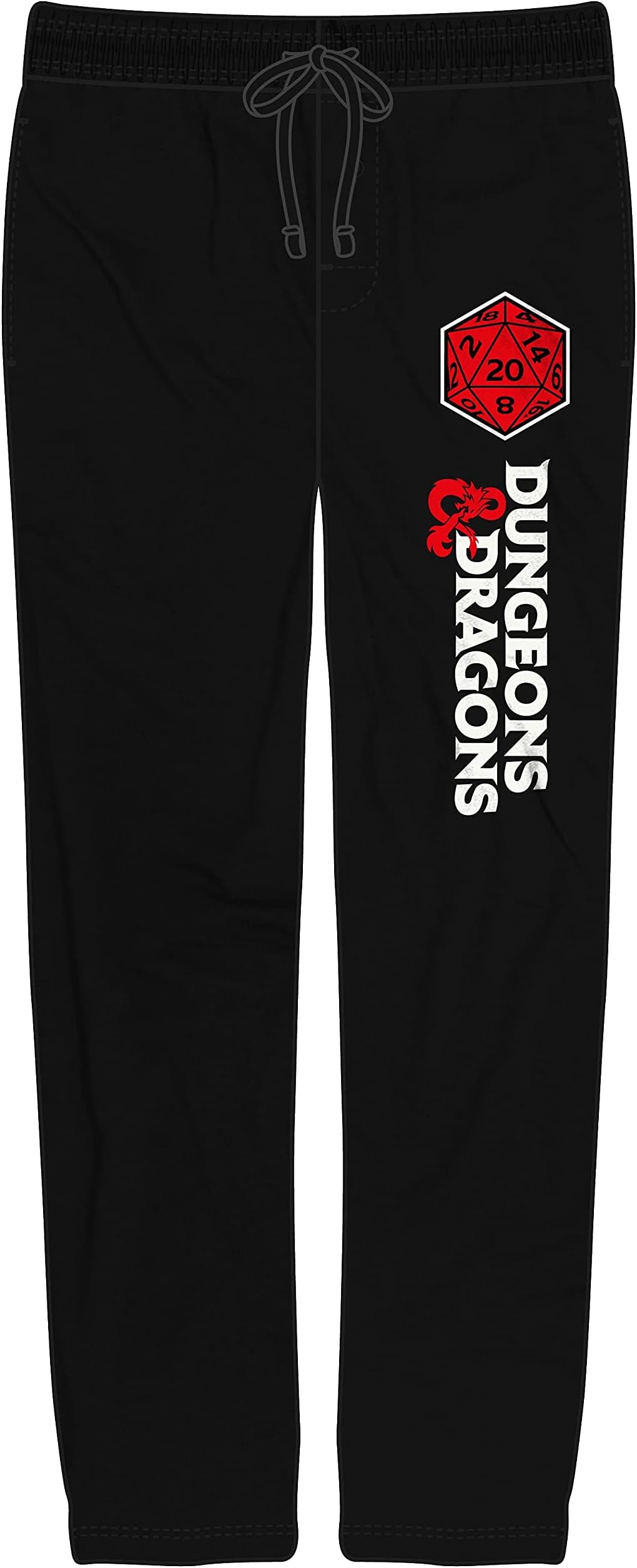 BioworldDungeons & Dragons Logo and Dice Graphic Mens Black Graphic Print Sleep Pajama Pants