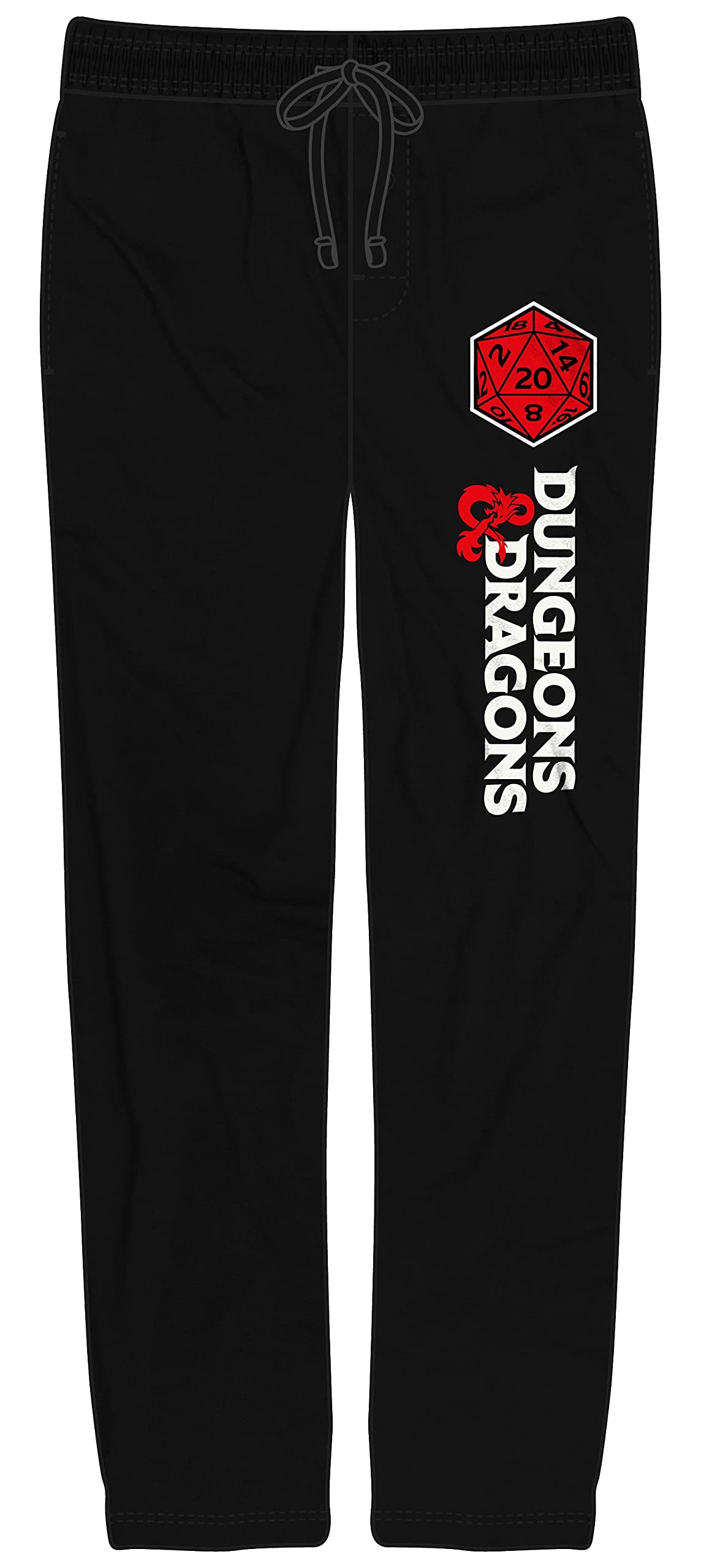 BioworldDungeons & Dragons Logo and Dice Graphic Mens Black Graphic Print Sleep Pajama Pants