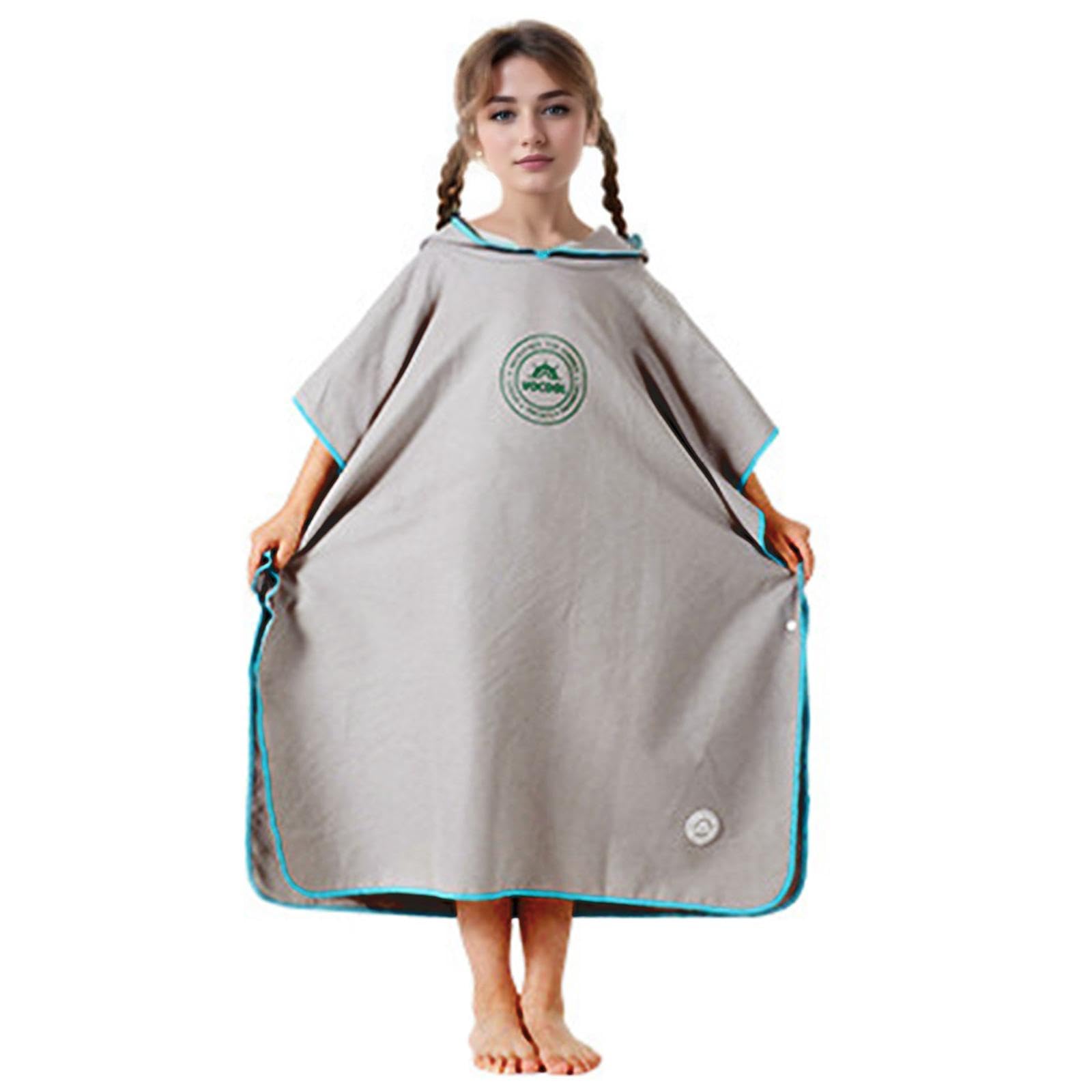 Poncho de Surf Robe de Rechange Serviette à Capuche Peignoir de Natation Protection Contre Le Vent et Le Sable Adapté pour Les Enfants à La Plage et P, Gris
