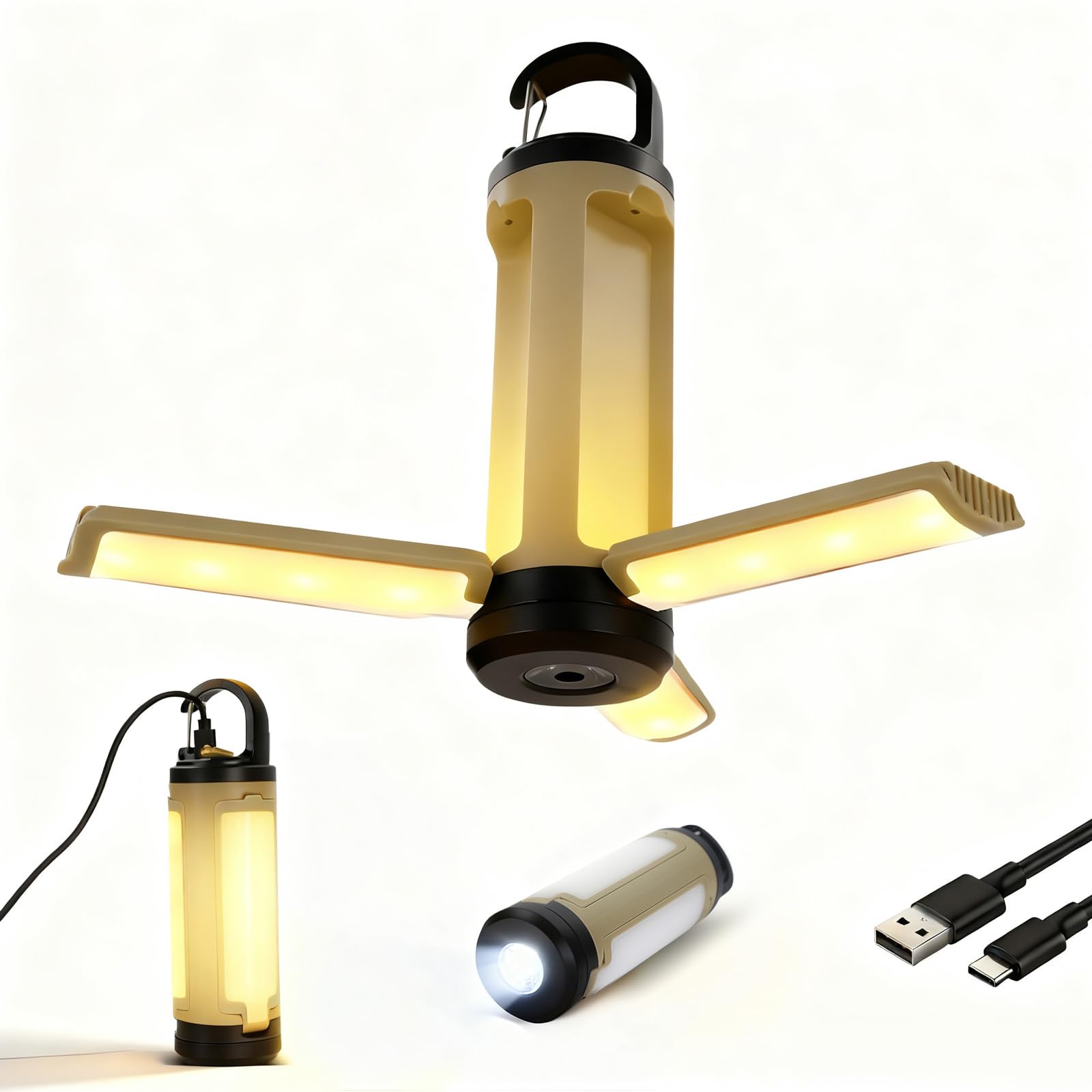 Rechargeable LED Camping Lantern, 1200mAh Portable Emergency Light with 3 Modes, Waterproof Tent Light for Camping, Hiking & Power Outages