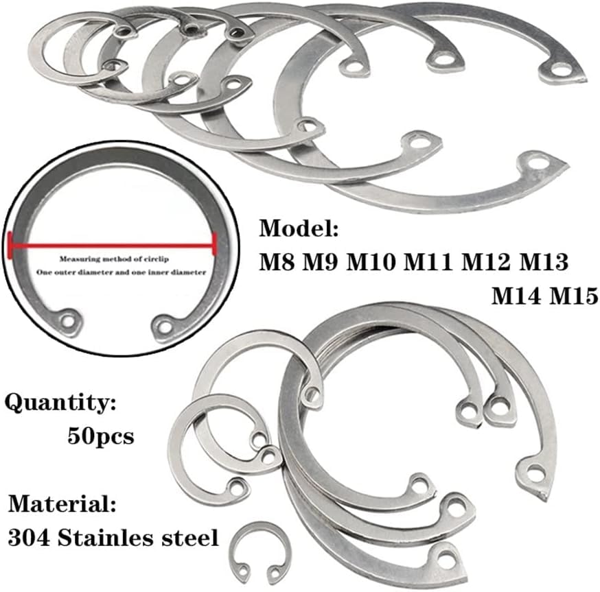 Retaining Rings, External Retaining Rings, Snap Stainless Steel C(50pcs M14)