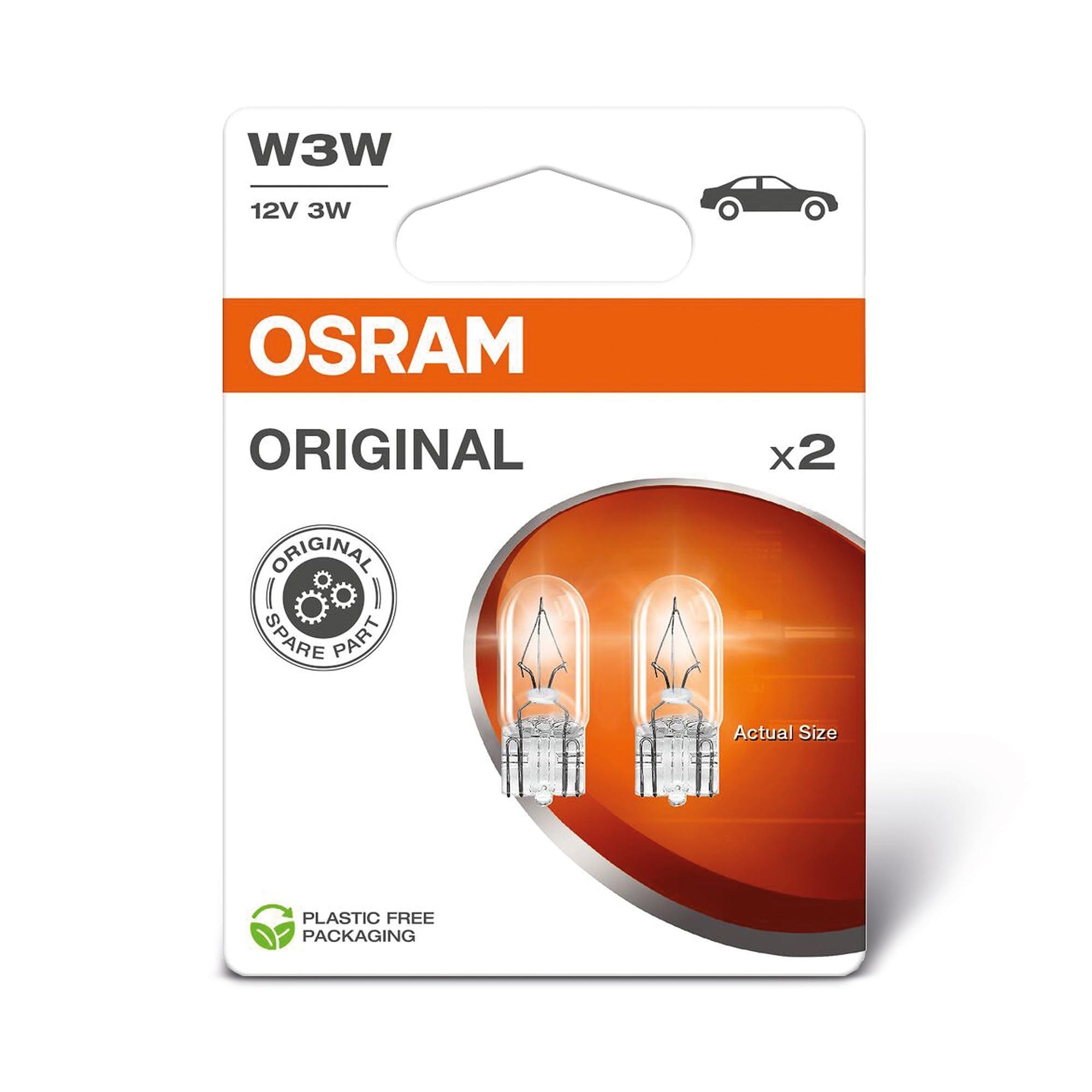 OSRAM ORIGINAL LINE 12V, W3W, signal lamp, Glass Wedge Base, Double Blister (2 lamps)