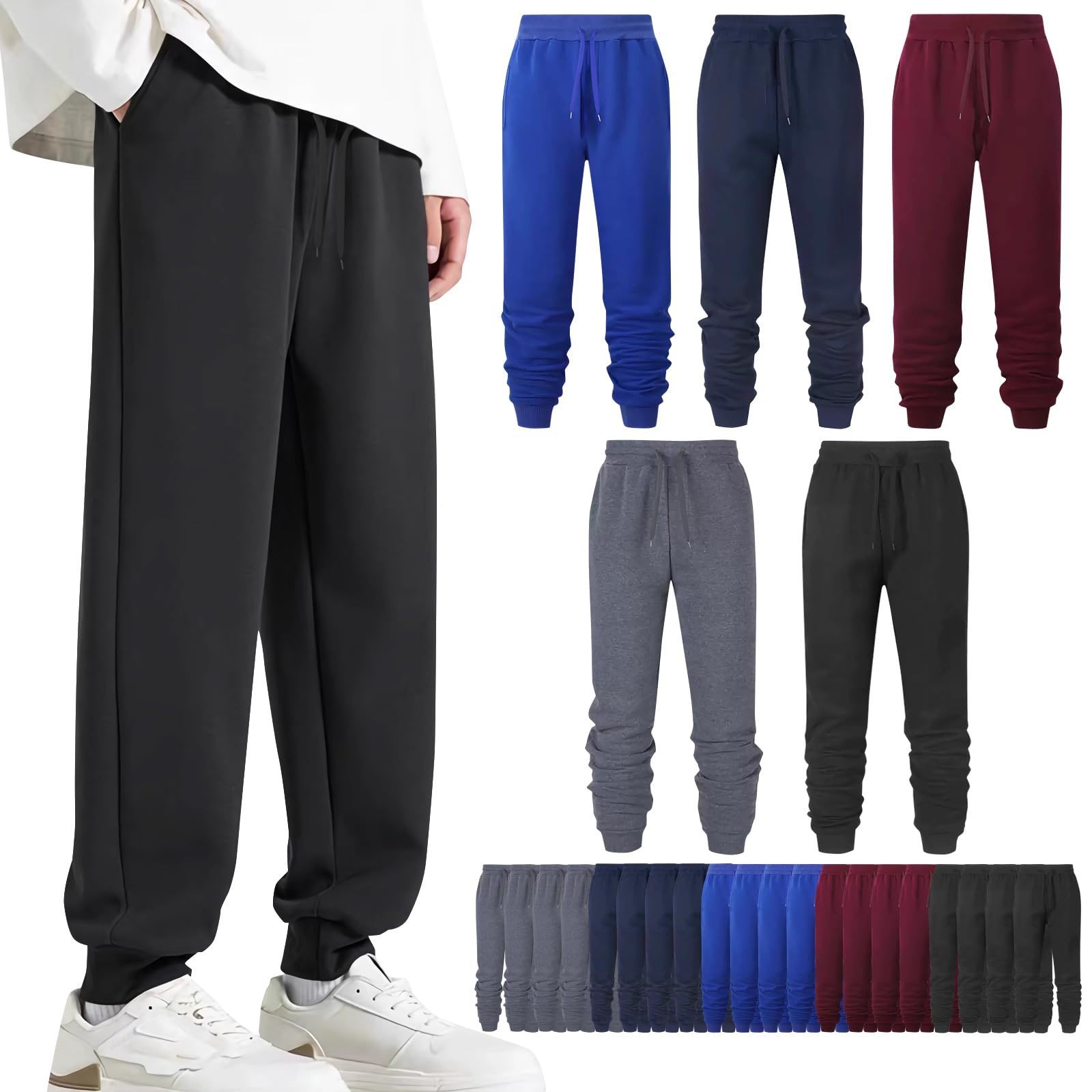 Sophproton 25 Pack Mens Sweatpants Bulk Jogger Pants Multi Color Assortment Size for Gym Home Work Homeless