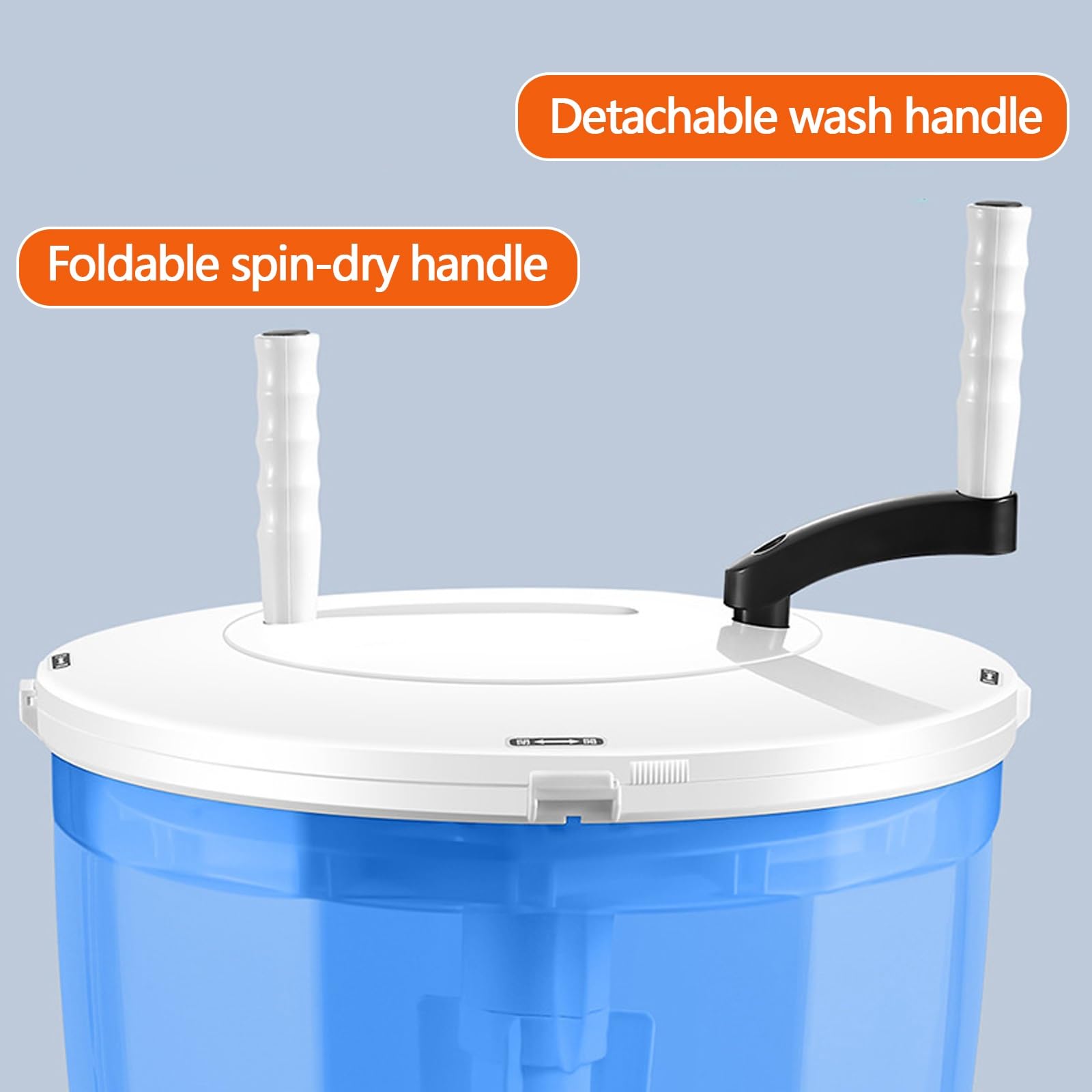 Lavatrice Manuale Portatile Manovella Non Elettrica con Centrifuga Lavatrice da Campeggio a Mano con Mano Manovella Silenziosa per Campeggio Viaggi Camper Dormitori(Chrome)
