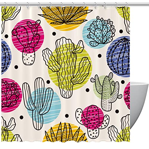 Rideau de douche cactus abstrait 183 cm lavable imperméable