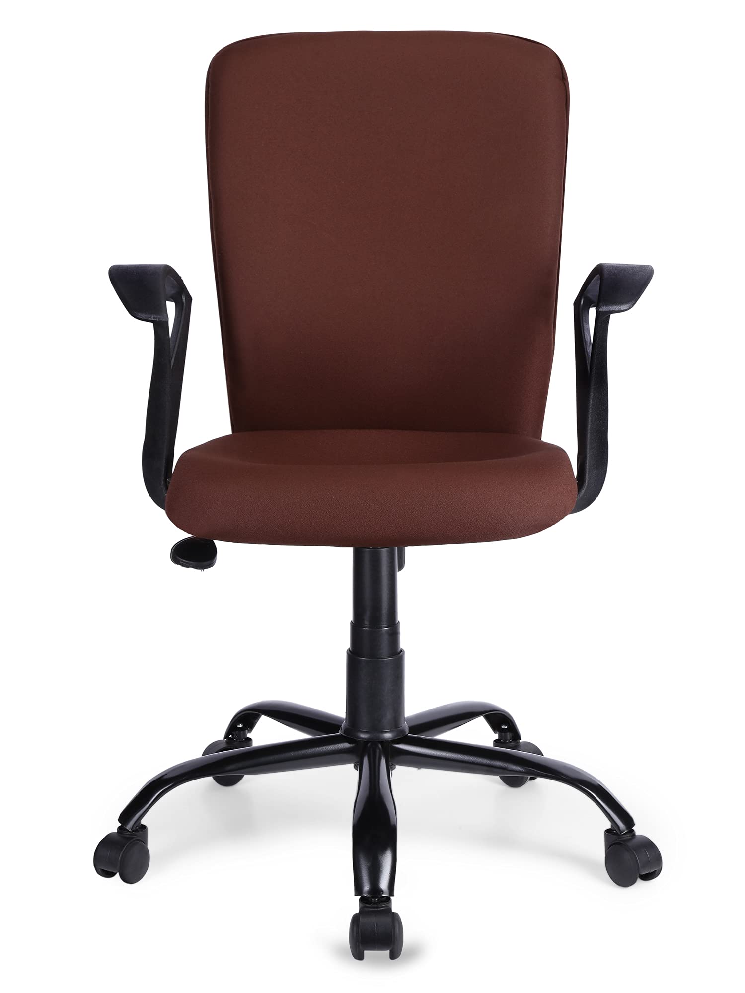 FURNICOM CHAIRS� Armo Mid Back Ergonomic Office Computer Study Chair Fabric Metal Base (Coffee Brown)