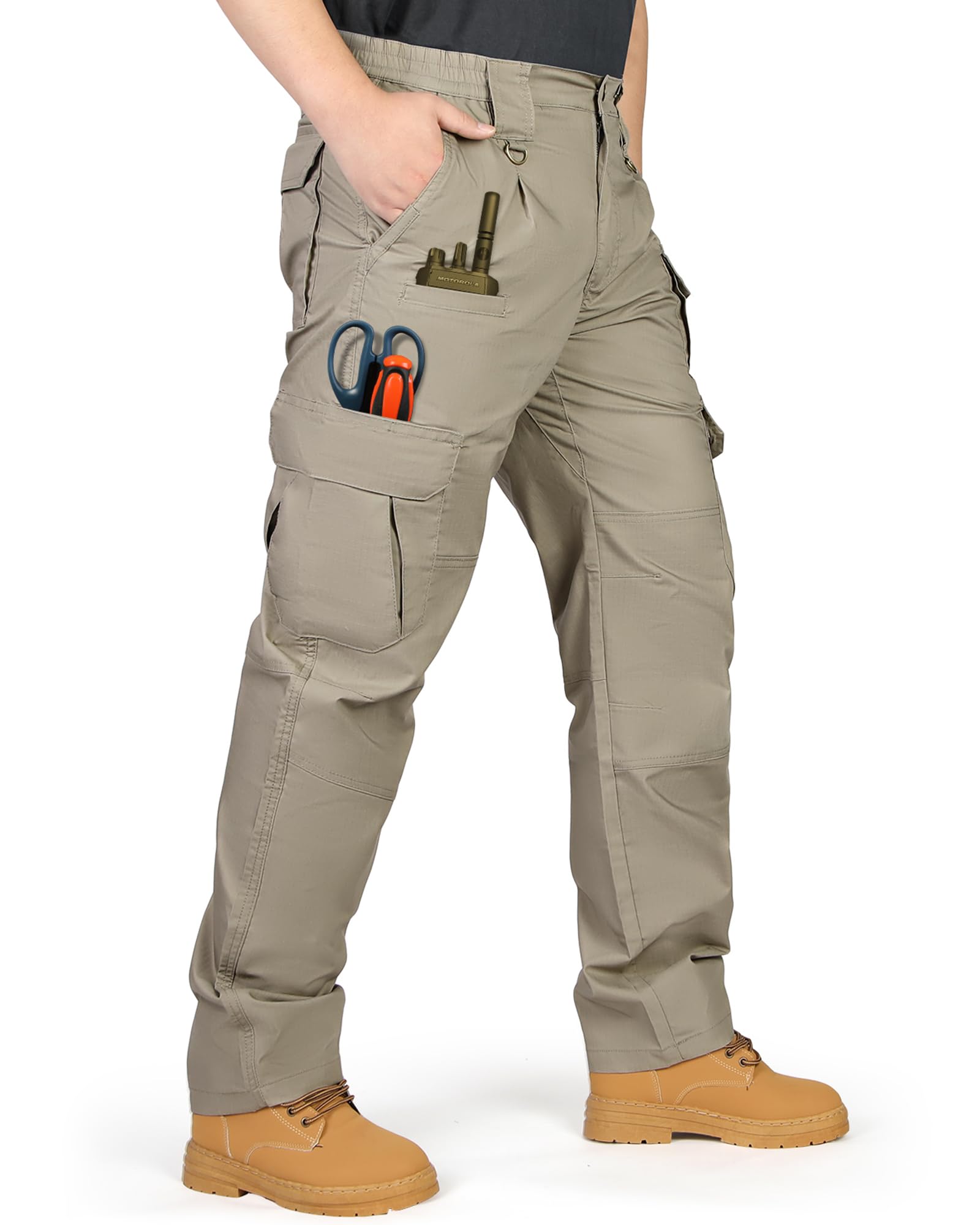 IGOLUMON Arbeitshose Männer Cargohose Herren Stretch Hose Herren Elastische Taille Taktische Hose Outdoorhose mit Vielen Taschen Wanderhose