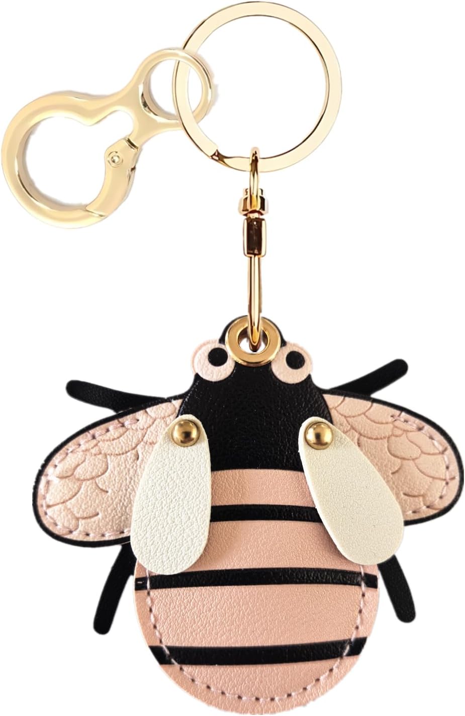 Leather Keychain Holder Case Compatible with AirTag,Cute Protective Cover with Keyring