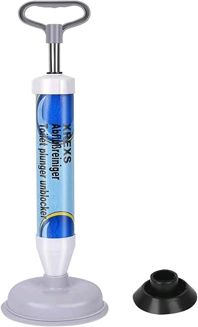XREXS Drain Buster Toilet Air Plunger - Powerful Drain Plunger with 2 Type Suction Cups, Toilet Unblocker Vacuum Plunger, Sink Unblocker Suitable for Toilet, Bathtub, Shower(Blue)