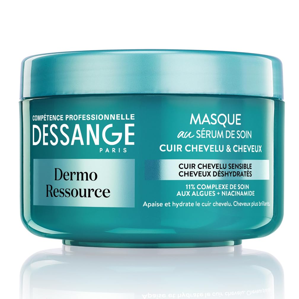 DESSANGE - Masque Capillaire Hydra-Apaisant Dermo Ressource - Formule Enrichie Aux Algues & Niacinamide - Apaise & Hydrate - Pour Cuir Chevelu Sensible & Cheveux Déshydratés - 250 ml