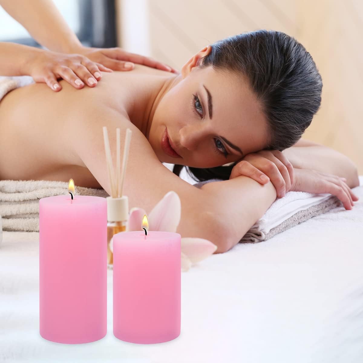 3 Packs 2.8x6 Inch Pink Pillar Candles, Unscented Dripless Long Burning Colored Cylinder Candles for Home, Wedding, Party, Dinner Table Emergency Power Outage