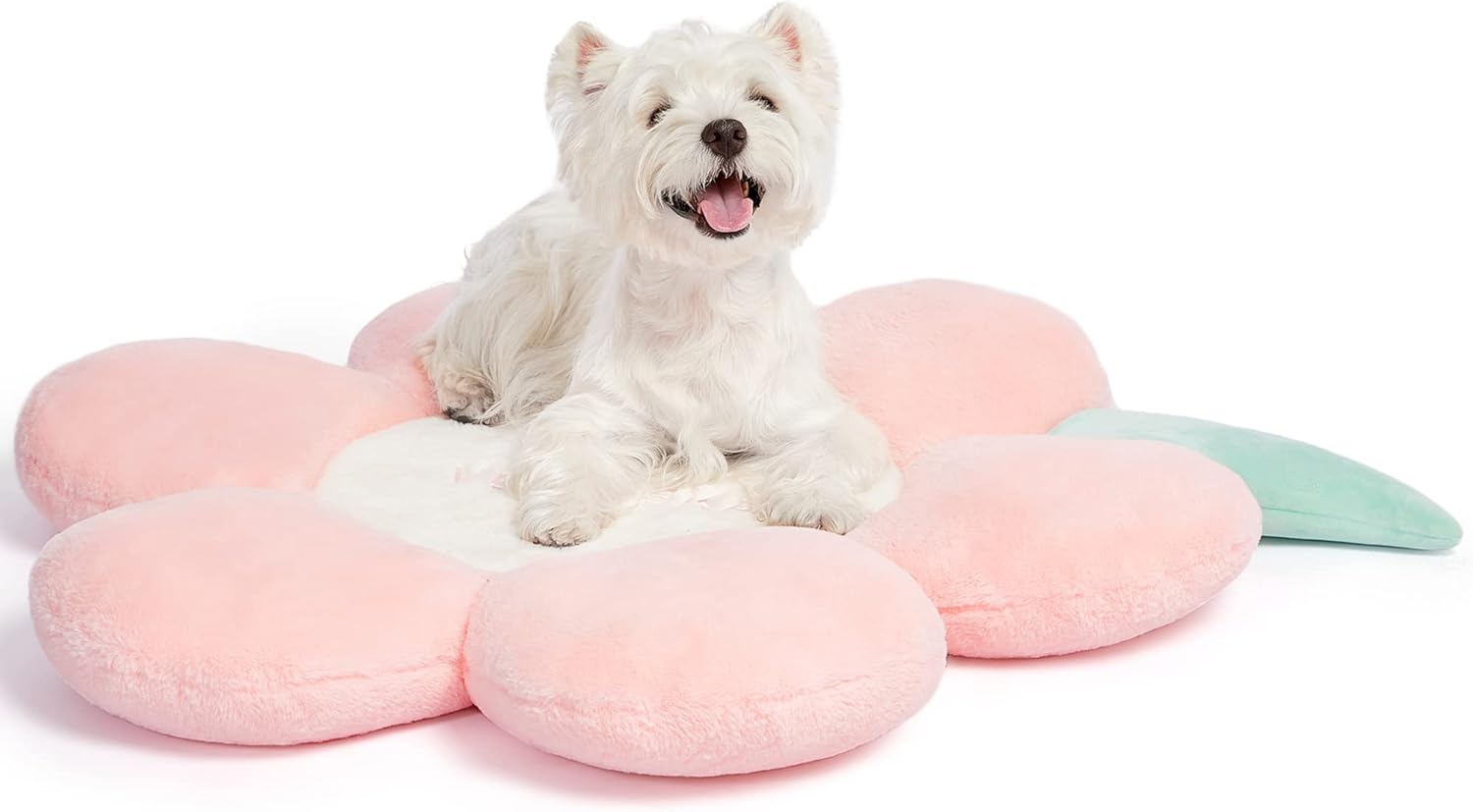 VETRESKA Pink Flora Dog Bed, 33.5 x 33.5 x 5.5, Round, Soft Velvet, Machine Washable, Ultra-Plush Pet Bed for Large Dogs, Calming Dog & Cat Bed