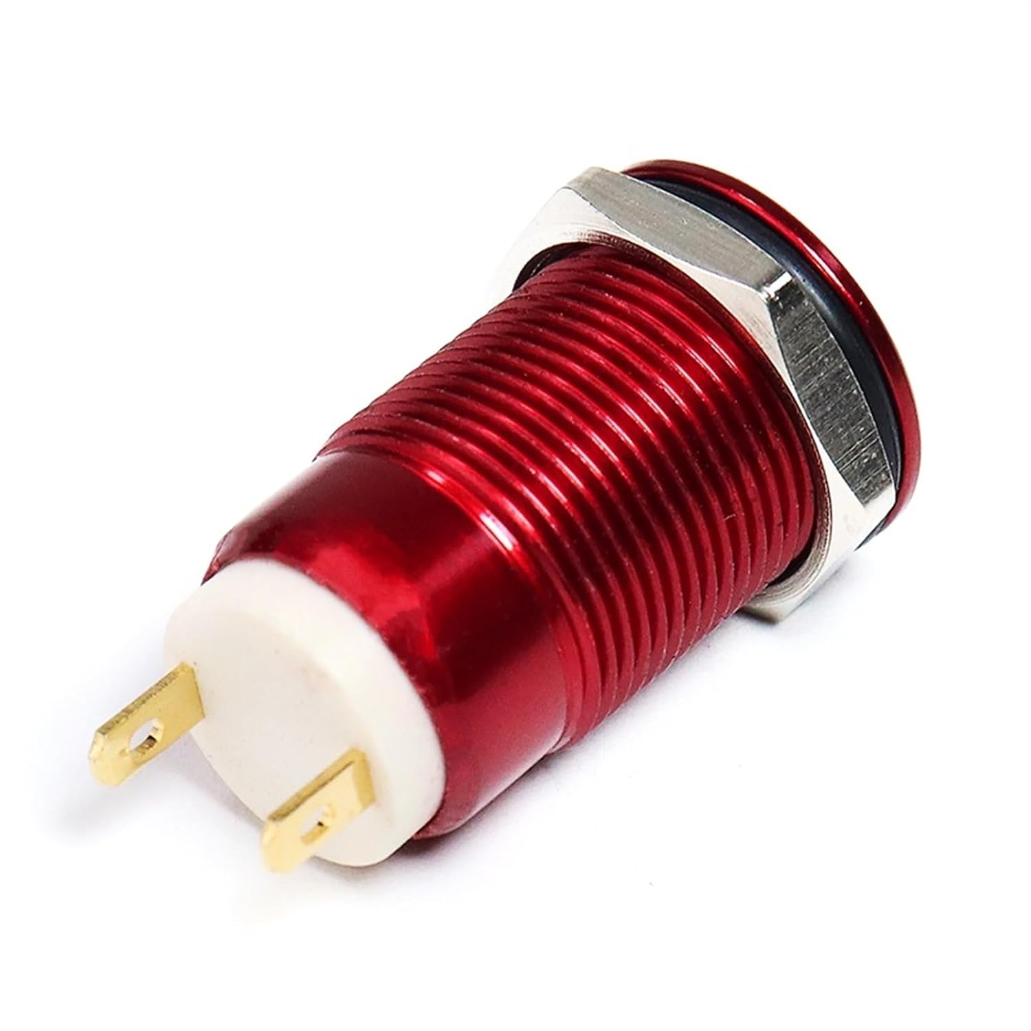 12mm Mini Metal Push Button Switch HS12 Momentary Self Reset 0.5A 2Pin 1Pcs(Yellow,12MM-Momentary,Flat Round)