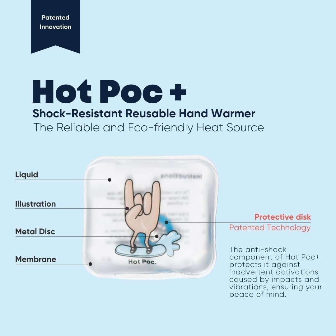 Reusable Hand Warmers - Patented Technology Featuring an Anti-Trigger Protective Disk - Sustainable - No Charge Needed - Pocket Warmers for Outdoors Activities and Cold Weather