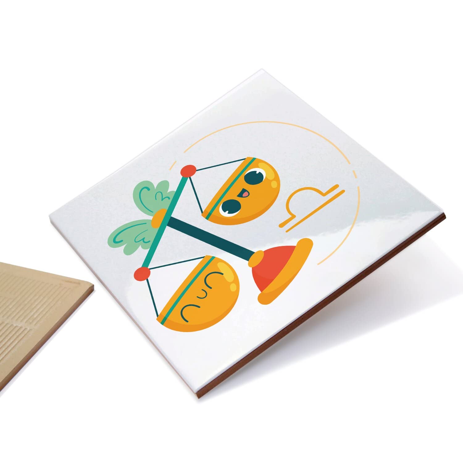 Fantastyczna dekoracyjna płytka ceramiczna 15,2 x 15,2 cm - Waga Znak zodiaku Rysunek Symbol Ilustracja