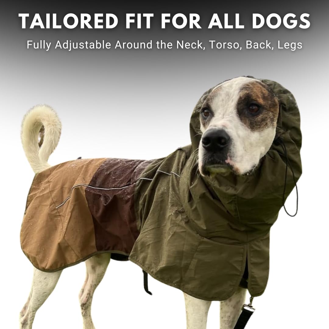 Spark Paws Hondenregenjas, waterdichte winddichte regenjas, voor kleine, middelgrote, extra grote honden, reflecterend, ademend, volledig bedekkend droog pak - neonwit marineblauw, 3XL