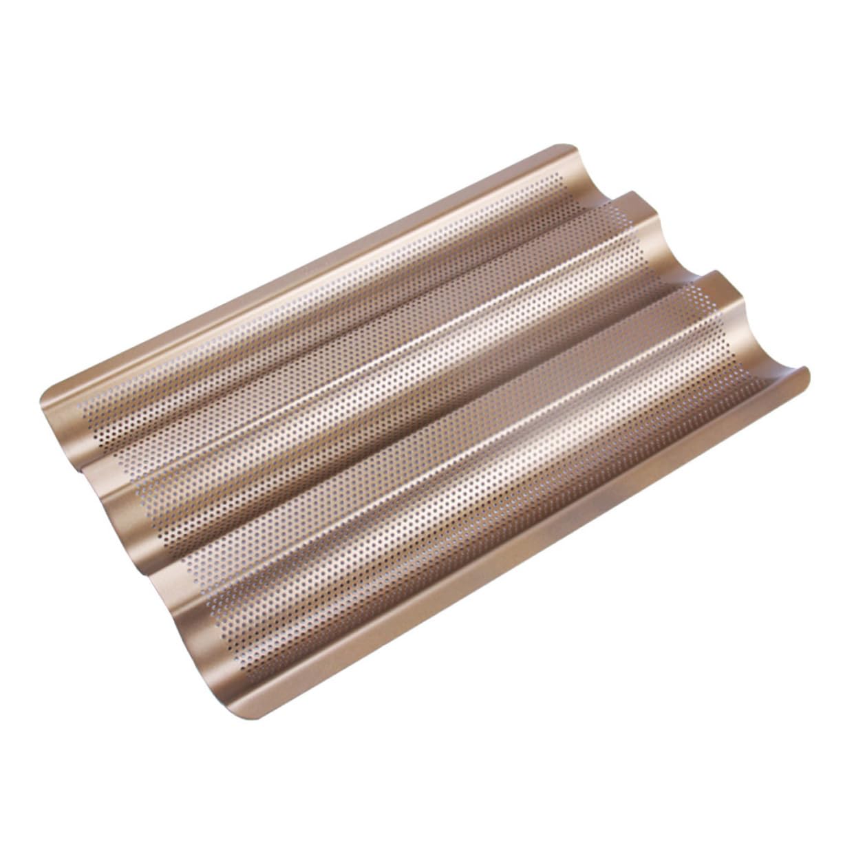 Ciieeo 2 Piezas Bandeja para Hornear Pan Francés Antiadherente con Acabado Dorado Molde de Ranuras para Pan Baguette Pequeño