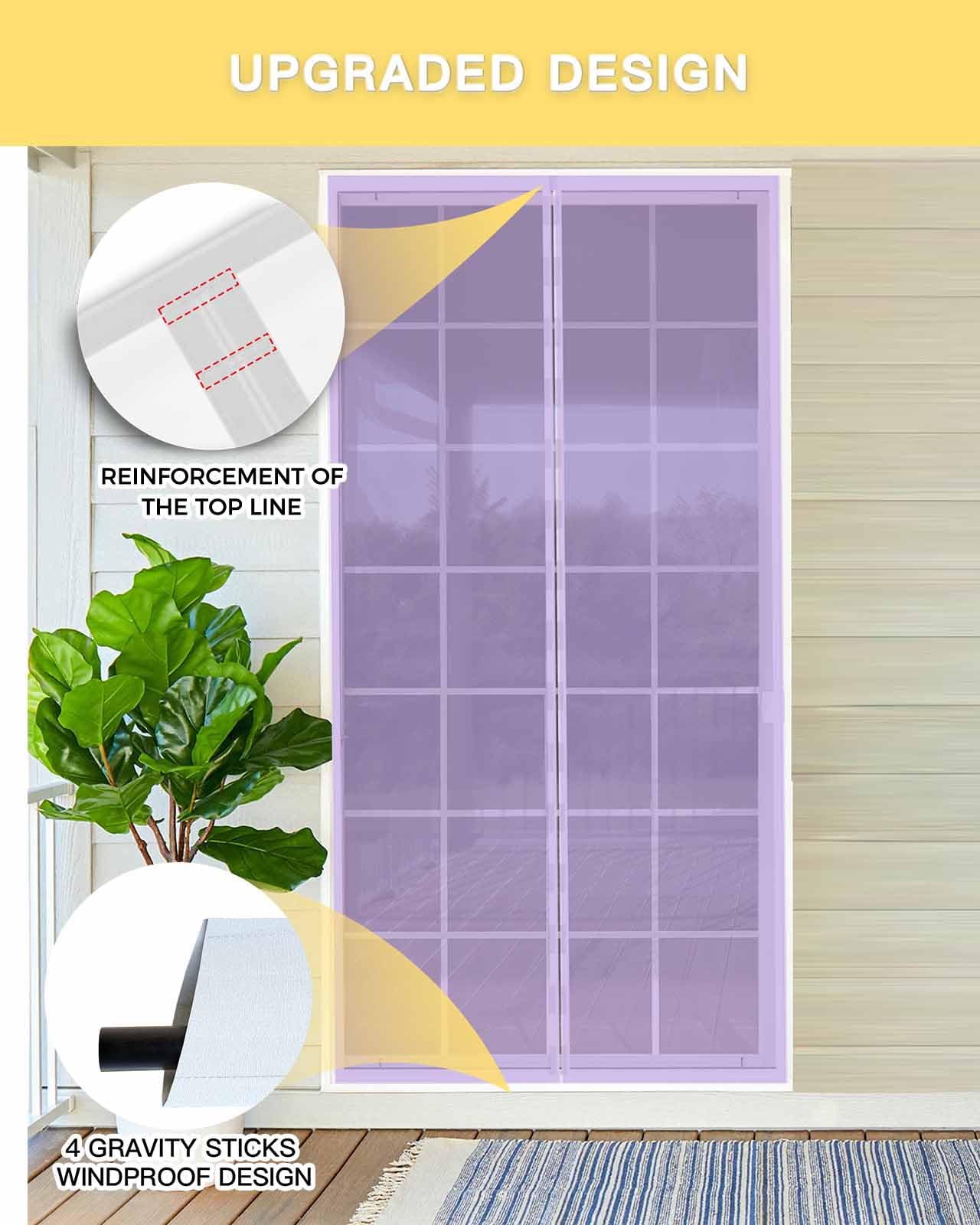 Lavendelviolette, berührungslose Magnet-Fliegengittertür 96,5 x 211 cm für Einzel-, Schiebe- und Haustüren