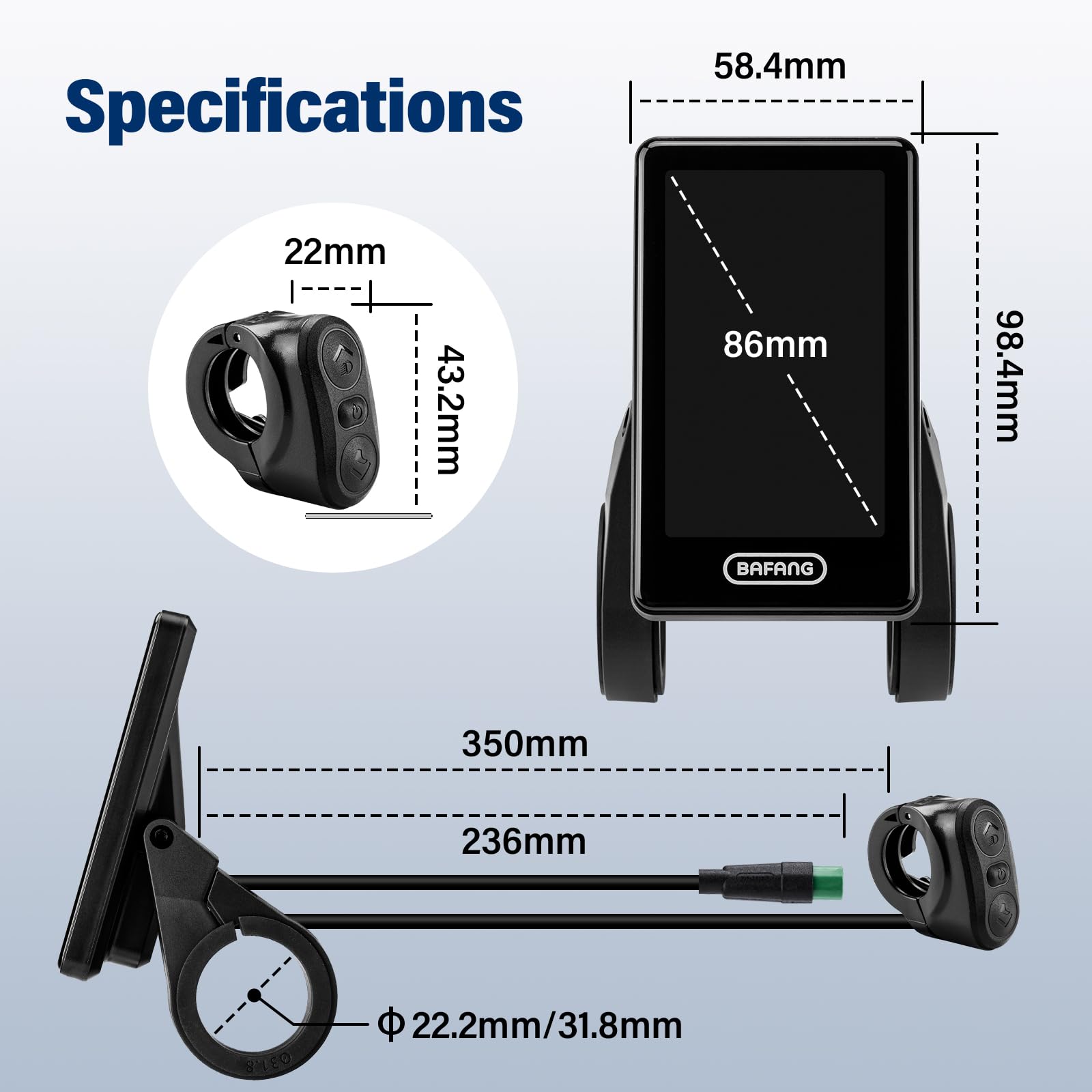 BAFANG 5 Pin C020 Display LCD elettrico per bicicletta per M620, M600, M560, M510, M420 Motore, E-Bike Display per computer con Livello 0-5 di supporto al pedale, Protocollo CAN